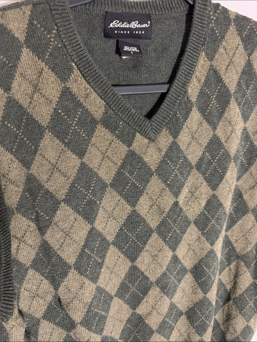 Vintage Eddie Bauer Patterned Vest size Large green